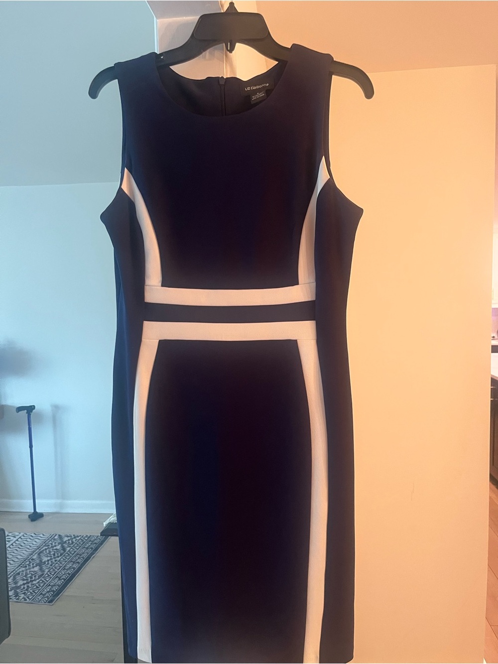 le chateau Navy Dress with White Paneling